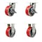 Service Caster 8'' Heavy Duty Red Poly on Cast Iron Wheel Caster Set 2 Brakes 2 Rigid, 4PK CRAN-SCC-KP92S830-PUR-RS-SLB-2-R-2 - alternate 1